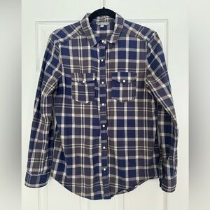 Nordstrom Rubbish Navy Plaid Lightweight Women’s Long Sleeve Shirt Size Medium